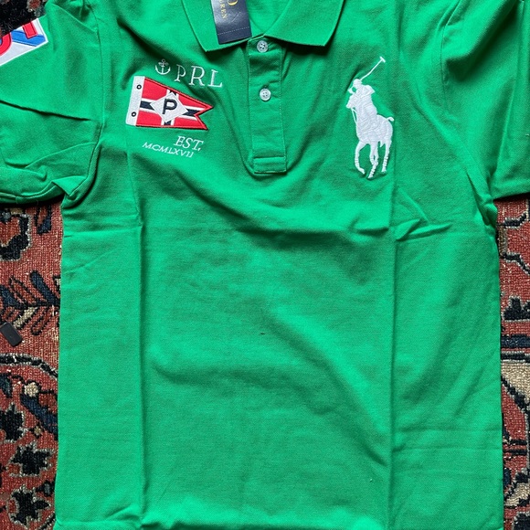 Green men polo shirt, preppy sailing shirt for man, summer polos for men, RL - Picture 4 of 5